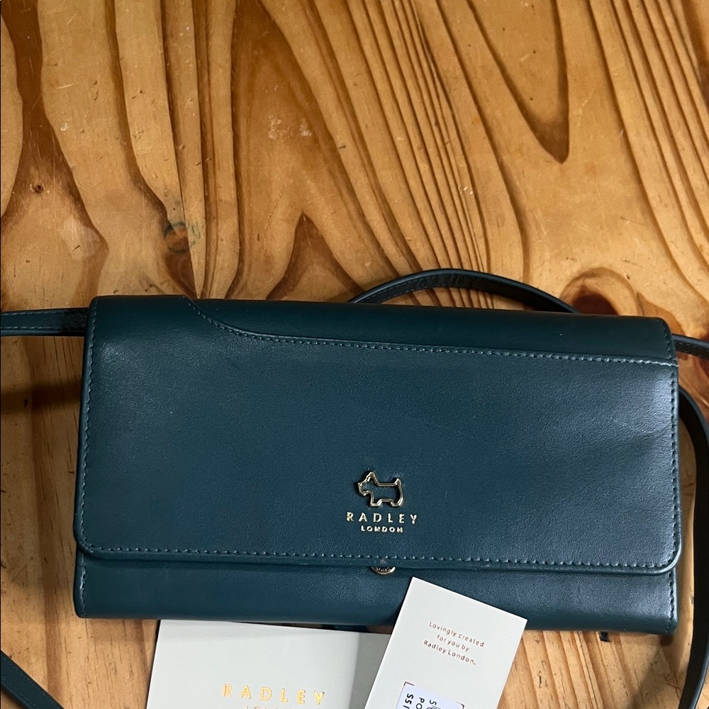 RADLEY LONDON Flapover Phone/credit card crossbody Blue Leather Crossbody Bag - Picture 12 of 12